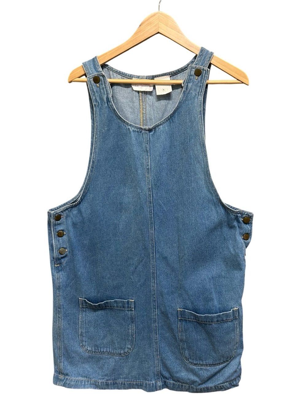 Vintage California Girl Denim Jumper Dress Size 13 Cotton 90s Pinafore